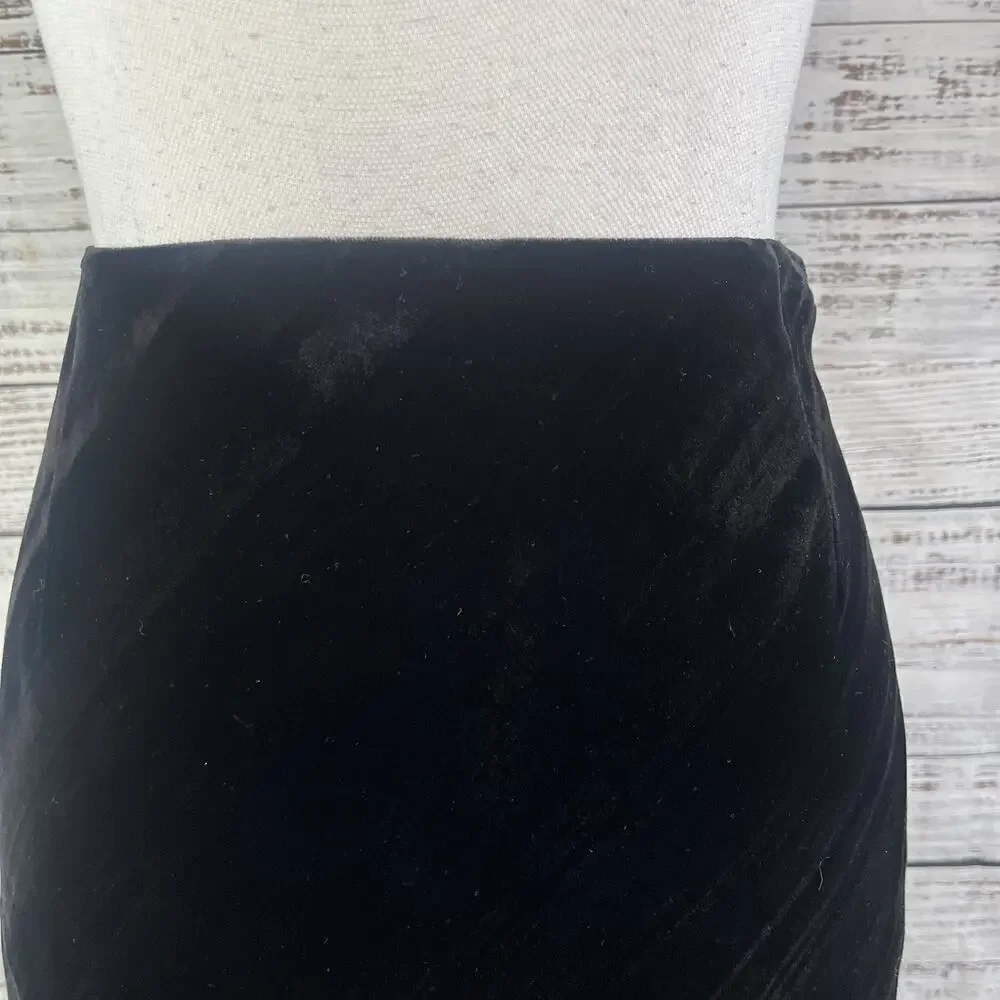 Style & Co Skirt size 6 Black Velveteen Bias Knee A Line Modest Party Cocktail